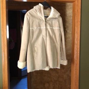 Fur lined leather coat